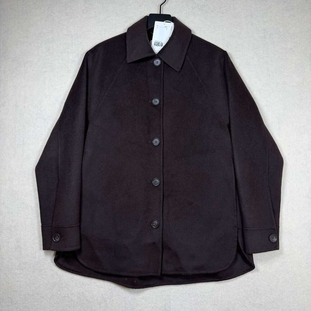 COS Jacket Womens Size XXS Wool Blend Button Up Jacket Dark Brown